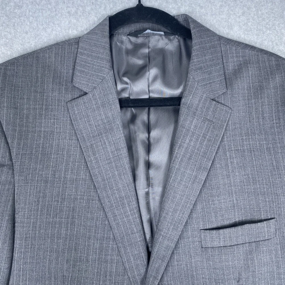 Jos. A. Bank Blazer Mens 44 Regular Grey Pinstripe Tailored Fit Wool Signature